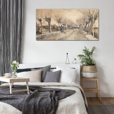 Winter landscape with trees Wall art on glass