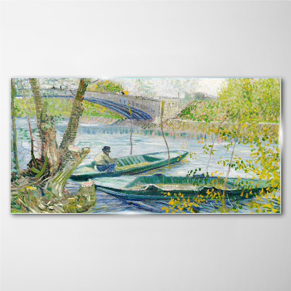 A peaceful landscape by the water Glass art print