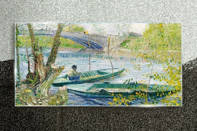A peaceful landscape by the water Glass art print