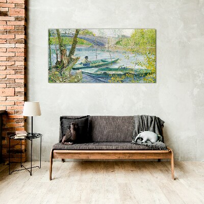 A peaceful landscape by the water Glass art print