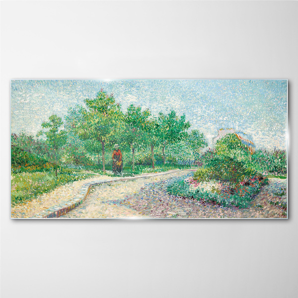 Summer walk in the garden Glass art print