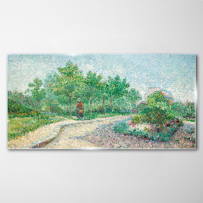 Summer walk in the garden Glass art print