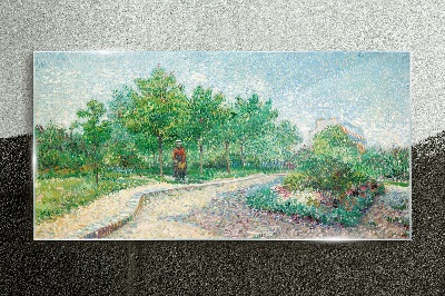 Summer walk in the garden Glass art print