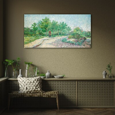 Summer walk in the garden Glass art print