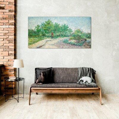 Summer walk in the garden Glass art print