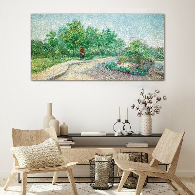Summer walk in the garden Glass art print