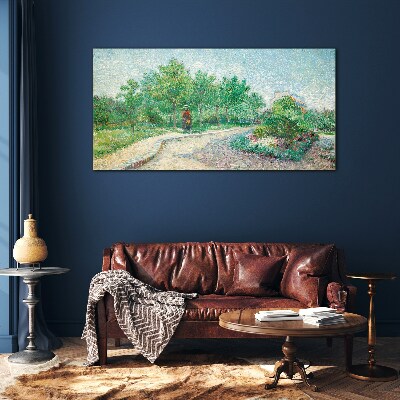 Summer walk in the garden Glass art print