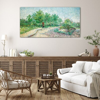 Summer walk in the garden Glass art print