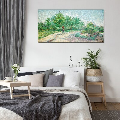 Summer walk in the garden Glass art print