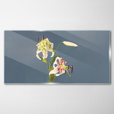 Flowers on a blue background Wall art on glass
