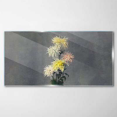 Flowers on a gray background Wall art on glass