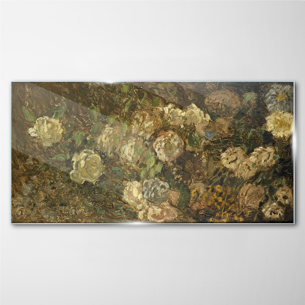 Floral landscape in earthy tones Glass art print