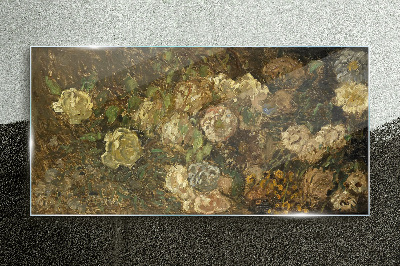 Floral landscape in earthy tones Glass art print