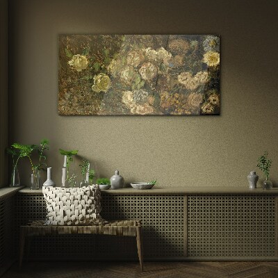 Floral landscape in earthy tones Glass art print