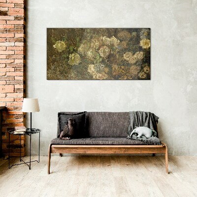 Floral landscape in earthy tones Glass art print