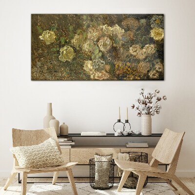 Floral landscape in earthy tones Glass art print