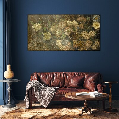 Floral landscape in earthy tones Glass art print