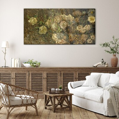 Floral landscape in earthy tones Glass art print
