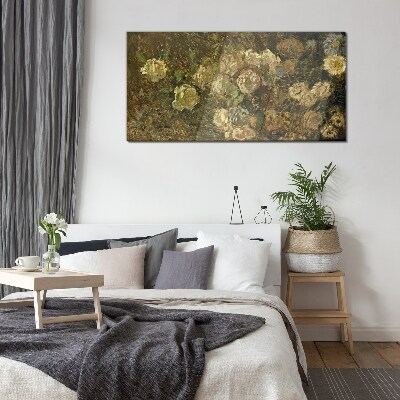 Floral landscape in earthy tones Glass art print