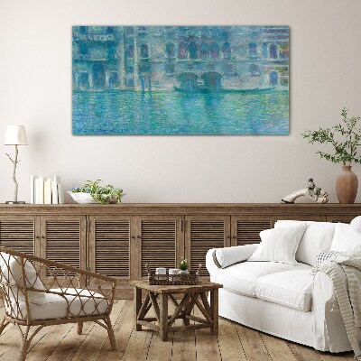 Venice Lagoon in Shades of Blue Wall art on glass
