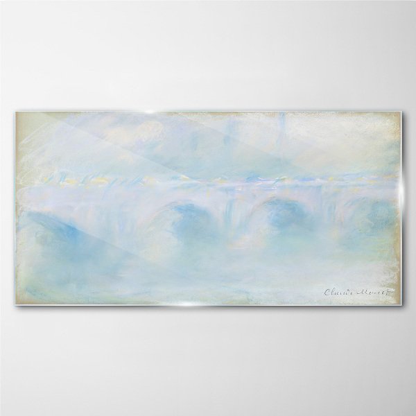 Bridge in the fog Glass art print