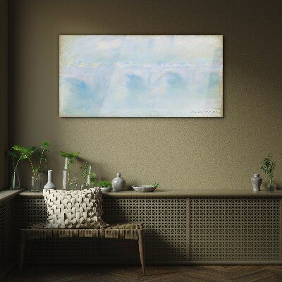 Bridge in the fog Glass art print