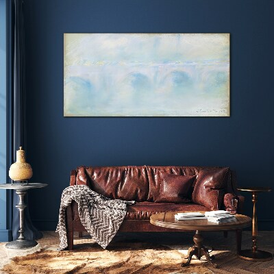 Bridge in the fog Glass art print