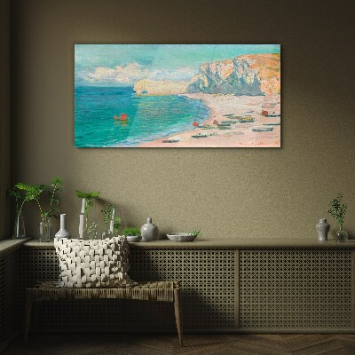 Beach in the Normandy sun Wall art on glass
