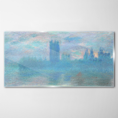 Foggy London in the morning Glass art print