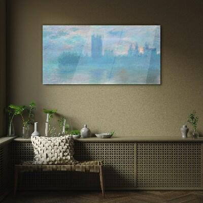 Foggy London in the morning Glass art print