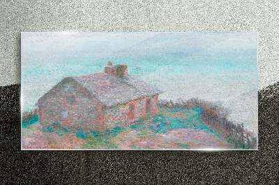 House by the sea Glass art print
