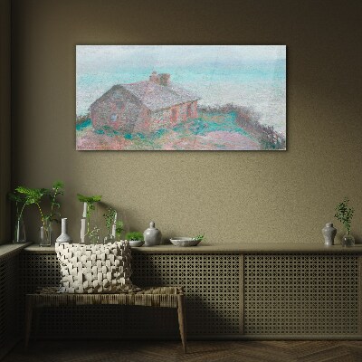 House by the sea Glass art print