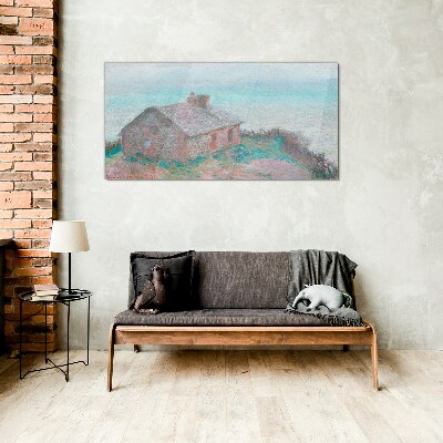 House by the sea Glass art print