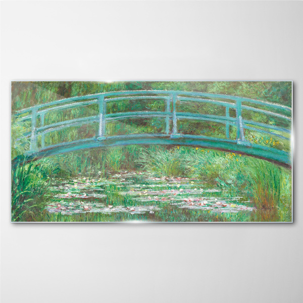 A bridge over the pond Glass art print