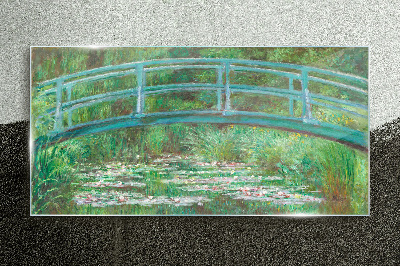 A bridge over the pond Glass art print