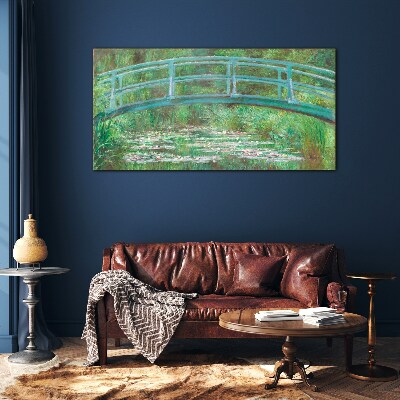 A bridge over the pond Glass art print