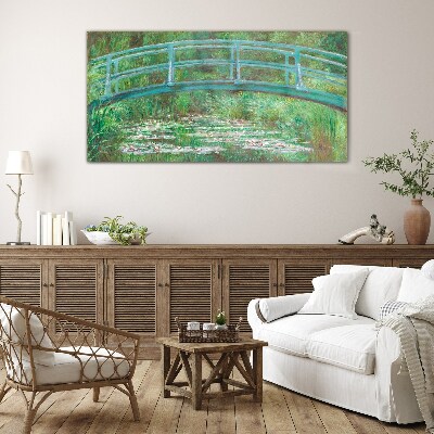 A bridge over the pond Glass art print