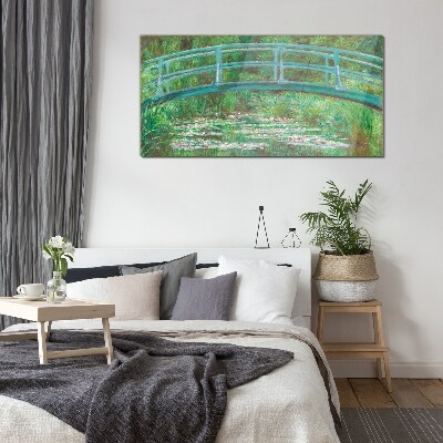 A bridge over the pond Glass art print