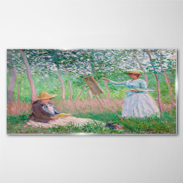 Summer painting outdoors Glass art print