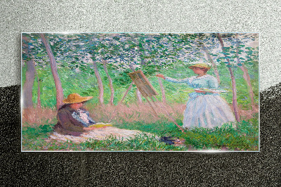 Summer painting outdoors Glass art print