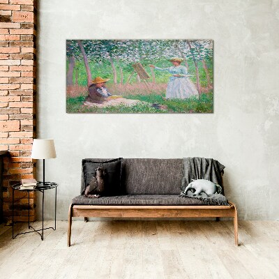 Summer painting outdoors Glass art print