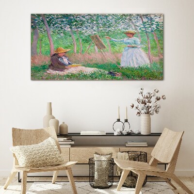 Summer painting outdoors Glass art print