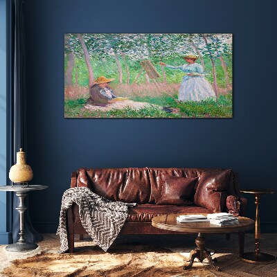 Summer painting outdoors Glass art print