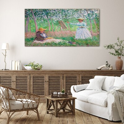 Summer painting outdoors Glass art print