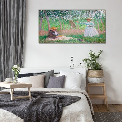 Summer painting outdoors Glass art print