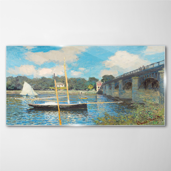 A quiet port on a sunny day Wall art on glass