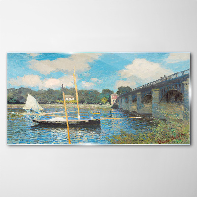 A quiet port on a sunny day Wall art on glass