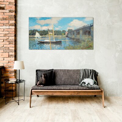 A quiet port on a sunny day Wall art on glass