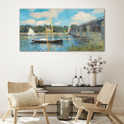 A quiet port on a sunny day Wall art on glass