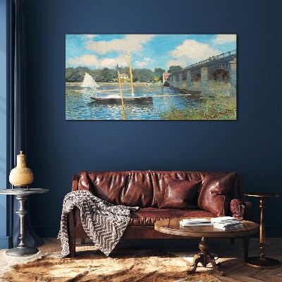 A quiet port on a sunny day Wall art on glass